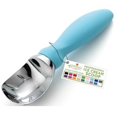 Imagem de Colher de sorvete Spring Chef com cabo macio, colher profissional resistente e resistente, ferramenta de cozinha premium para massa de biscoitos, gelato, sorbet, céu aquático