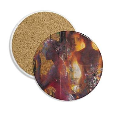 Imagem de Porta-copos de cerâmica com pintura a óleo XJJ da Peach Blossoms, 2 peças de presente