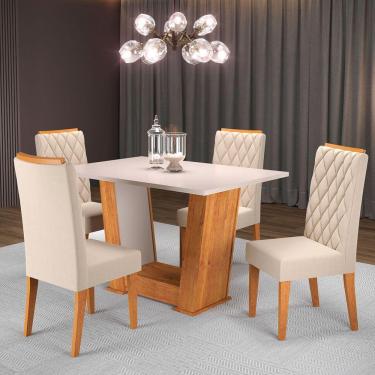 Imagem de Mesa de Jantar 4 Lugares Squash Marrom/Blonde/Nude - Viero Móveis