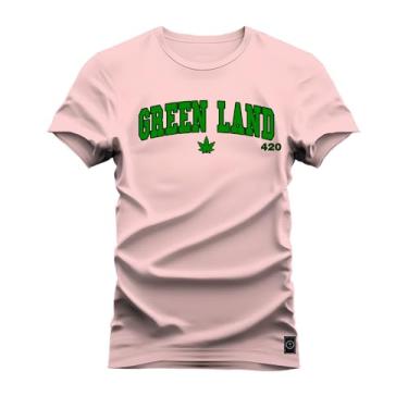 Imagem de Camiseta Plus Size Unissex Algodão Estampada Green Land Rosa G1