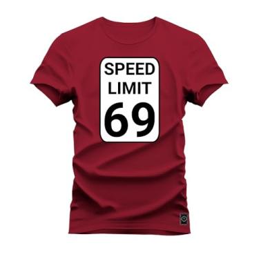 Imagem de Camiseta Plus Size Shirt Premium 30.1 Algodão Estampada Speed Limited Bordo G4