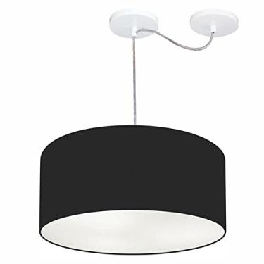 Imagem de Lustre Cilíndrico com Desvio de Centro Cúpula Tecido 50x25, Vivare Iluminação, Pendente4147 PR-07, Preto, Médio