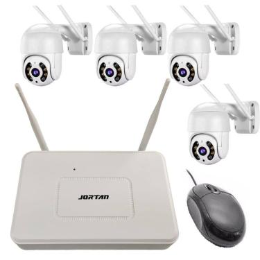 Imagem de 4 Cameras Sem Fio NVR Dvr Wifi Microfone Alto Falante Gravador Video App Celular Visao Noturna Infravermelho Casa Loja