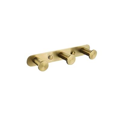 Imagem de Prateleira de montagem na parede de ouro escovado, hardware de banho, suporte de papel, barra de toalha, haste de trilho, gancho de robe, acessórios de banheiro, 3 ganchos