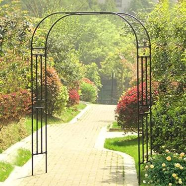 Imagem de Arco de treliça de jardim, caramanchão largo preto, arco de pérgola resistente, para planta trepadeira, gramado, pátio, arco de casamento ao ar livre, resistente às intempéries 150cm 180cm 2