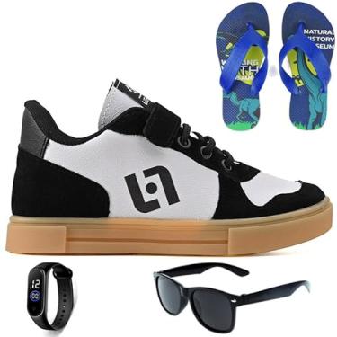 Imagem de Tenis Infantil Casual Sapatenis Meninos Meninas Street Calce Facil + Chinelo Oculos Relogio