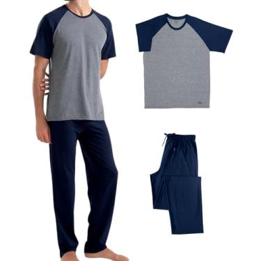 Imagem de MASH Pijama Conjunto Masculino Camiseta Raglan e Calça Cordão Ajustável Algodão Confortável Homem Adulto