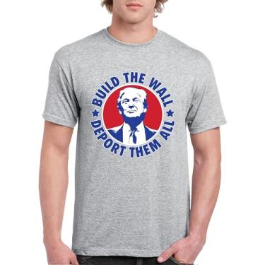 Imagem de Camiseta masculina Donald Trump 2024 Build The Wall Deport Them All MAGA America First FJB Republican President 47, Cinza, G