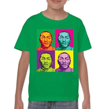Imagem de Camiseta juvenil Engraçada Lendas Americanas 3 Moe Larry Shemp Wise Guys Classic Trio Kids Curly Squared The Three Stooges, Verde, G