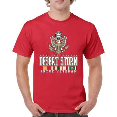 Imagem de Camiseta masculina Desert Storm Proud Veteran Army Gulf War Operation Served DD 214 Veterans Day Patriot, Vermelho, M