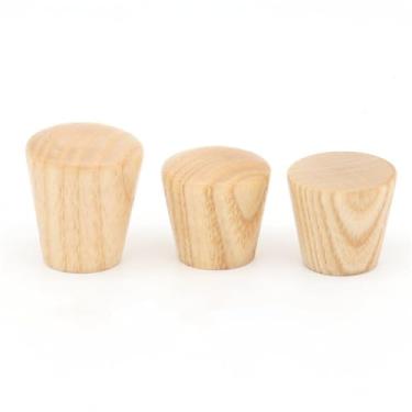 Imagem de Armários 6pcs puxadores de guarda-roupa puxadores cônicos gaveta de porta puxa único furo redondo cozinha puxadores de móveis ferragem, cinza, madeira, 22x20mm
