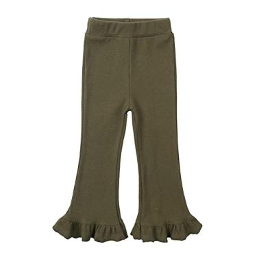 Imagem de BILIKEYU Tollder Girl Calça de cintura alta elástica flare emagrecedora calça casual longa calça de sino roupas esportivas infantis, Ag, 3-4 Anos