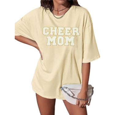 Imagem de Camiseta Mamãe Feminina Mamãe: Camiseta Mom Life Camiseta Cheer Mom Camiseta Patch Glitter Presente para Mamãe Tops, Damasco, GG