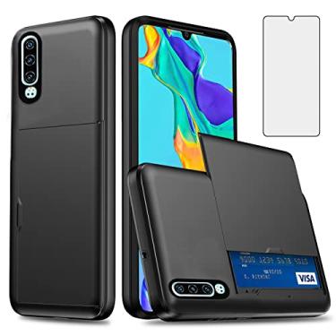 Imagem de Asuwish Capa de telefone para Huawei P30 com protetor de tela de vidro temperado e porta-cartão de crédito capa carteira acessórios de celular híbrido rígido Havaí P 30 ELE-L29 mulheres homens preto