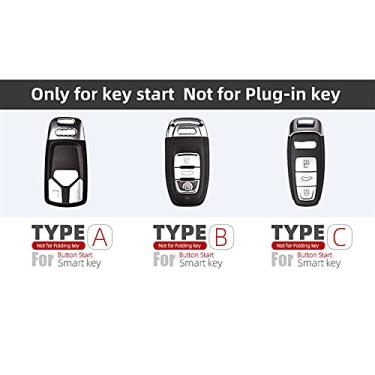 Imagem de CSHU Couro Car Key Case Cover Keychain Ring Key Bag, apto para Audi A3 A4 B9 A6 C8 A7 S7 4K A8 D5 S8 Q7 Q8 SQ8 E-tron 2018 2019 2020 2021, A, café