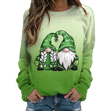 Imagem de Camiseta feminina do Dia de São Patrício Irish Shamrock camiseta verde St Patricks Top camiseta moletom St. Patricks, Bege, GG