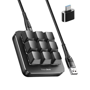 Imagem de Vaydeer Teclado mecânico com uma mão com suporte NKRO, teclas de atalho, início com um clique, 9 teclas totalmente programáveis com janela flutuante e teclado macro multifuncional para iOS, Windows,