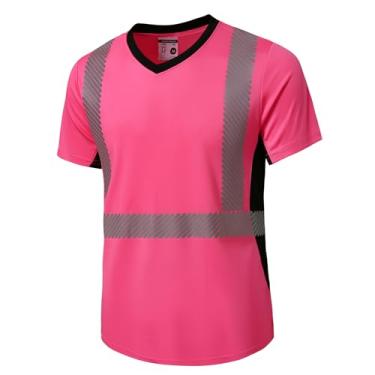 Imagem de SKSAFETY Camiseta feminina Hi Vis de alta visibilidade, estrutura de trabalho, manga curta, rosa, Large