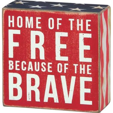 Imagem de Primitives by Kathy Placa de caixa patriótica 23148, 10 x 10, Home of The Free