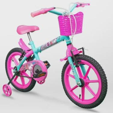 Imagem de Bicicleta Bike Infantil c/ Rodinhas e Cesto Aro 16 Cor Rosa - Track