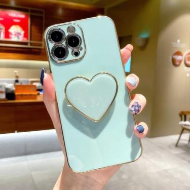 Imagem de Capa de telefone com suporte de coração revestido para Samsung Galaxy M62 M52 M53 M33 M23 M13 M14 5G M21 M31 M30S M11 M12 M01 M02 Capa de silicone macio, verde, para Samsung M33 5G