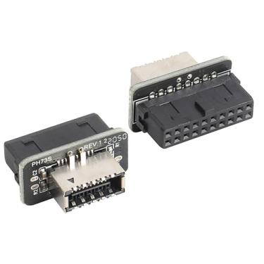 Imagem de AAOTOKK Pacote com 2 conectores USB 3.0 de 19 pinos para USB 3.1 Tipo-E 20 pinos adaptador de painel frontal USB 3.0 19 pinos fêmea para conector de painel frontal fêmea de 20 pinos tipo E 3.1 para