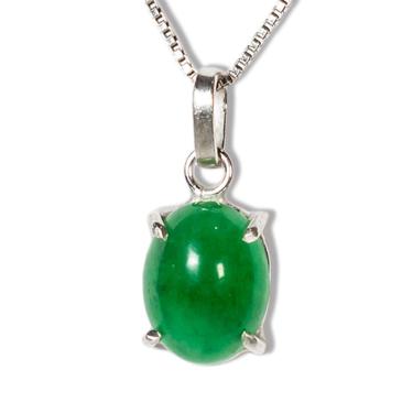 Imagem de Colar Ponto de Luz Jade Verde Oval 10mm Natural Prata 950