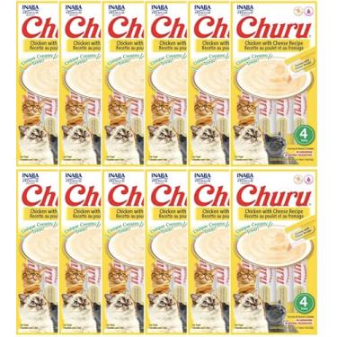 Imagem de Kit 12 Churu Petisco Para Gatos Vários Sabores Escolher Inaba - 48 Tubetes (KIt 12 (48 Tubetes), Frango com Queijo)