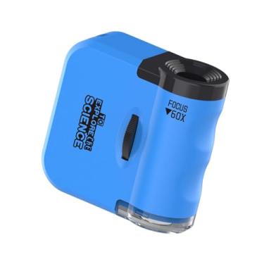 Imagem de Fancyes Microscópio portátil para crianças, microscópio científico, brinquedo 60x, mini microscópio de bolso para adultos científicos, Azul