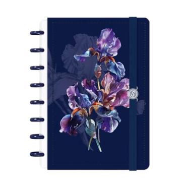 Imagem de Caderno de Disco ISCOOL Pequeno Floriografia Íris Azul