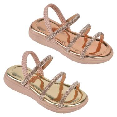 Imagem de KIT Com 2 Pares Sandália Infantil De Menina Feminina Papete Confortável Tratorada Leve Criança SI03 E SI04 (ROSÊ E DOURADO, BR, Criança de 4 a 8 anos, Numérico, 29)