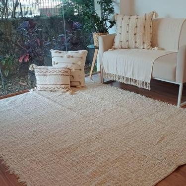 Imagem de Tapete Artesanal Sala Quarto Algodão Caramelo Branco Cadere 1,50 x 2,00