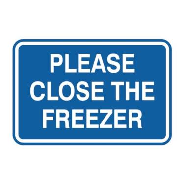 Imagem de Signs ByLITA Placa emoldurada clássica Please Close The Freezer Door or Wall | Placa ecológica para casa (azul) - Grande