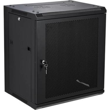 Imagem de NETECABLE Armário de servidor de montagem em parede 12U Rack de rede ventilado para por...
