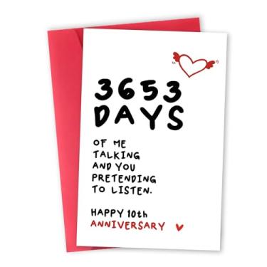Imagem de mmuue Cartões engraçados de aniversário de 10 anos presentes para ele ela, cartão romântico de 10º aniversário para namorada namorado, adorável cartão de aniversário de 10 anos para marido esposa,