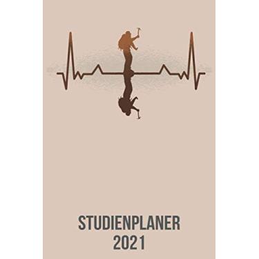 Imagem de Studienplaner 2021: DIN A5 Kalender von 01/2021-12/2021 1 Tag = 1 Seite mit großem Tageskalender und großartiger Übersicht. Monatsübersicht, ... / Wandern Bergsteigen heartbeat herzschlag