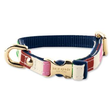 Imagem de Kate Spade New York Coleira de cachorro fofa, coleira de metal dourado com fivela, coleira ajustável para cães fêmeas ou machos, coleira estilosa para raças pequenas, médias e grandes (extra pequena,