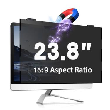 Imagem de Proteção magnética de privacidade para tela de computador de 23,8 polegadas, filtro de privacidade para monitor sem moldura widescreen 16:9, protetor de luz azul, antiespião e anti-arranhões