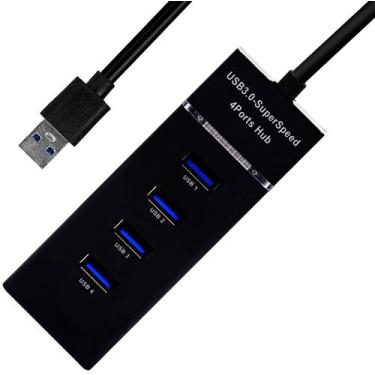 Imagem de Hub Usb 3.0 Slim 4 Portas Com Led - Premium Ultra Rápido 5Gbps - Mbtec