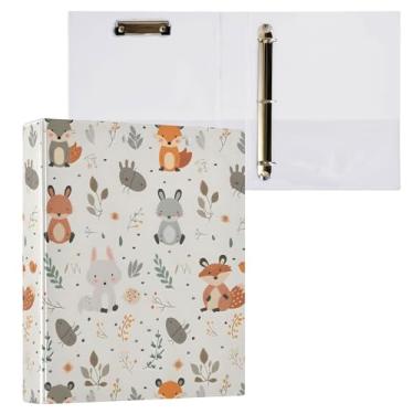 Imagem de Fichário de 3 anéis, pasta de arquivos de animais raposas da floresta comporta 200 folhas, armazenamento de arquivos para mulheres e homens, material de escritório escolar