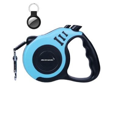 Imagem de Coleira retrátil para cães + suporte para Apple Airtag, 3 metros de comprimento, adequado para cães pequenos e médios de até 10 kg, azul lago
