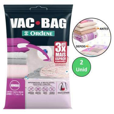 Imagem de Kit 2 Saco A Vacuo Jumbo 110x100cm Vac Bag Mala Roupa Ordene