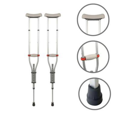 Imagem de Par Muleta Universal Axilar C Ajuste Alumínio 130Kg Dellamed