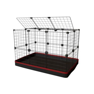 Imagem de Cercado para Porquinho da Índia Coelho 60x90x60cm Gaiola Preto com Teto e Tapete Higiênico