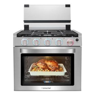 Imagem de Fogão a Gás AMZCHEF 21" para RV com 3 Bocas e Forno 28.100 BTU (Inox)