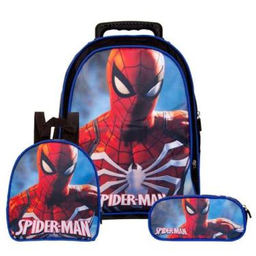 Imagem de Kit Mochila Infantil com Rodinhas Homem Aranha + Lancheira Térmica + E