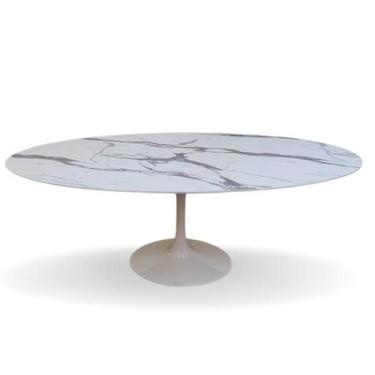 Imagem de Mesa de Jantar Tulipa Saarinen Oval 198x122cm Efeito Marmorizado - Mod
