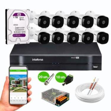 Imagem de Kit cftv 10 Câmeras Intelbras de Segurança 1120B G6 20 Metros Infra DV