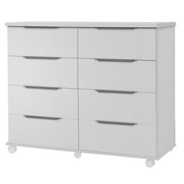 Imagem de Cômoda Athenas 8 Gavetas com Rodízios Rud Rack Cor Branco - Estrela Mó