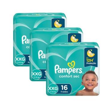 Imagem de Kit Fralda Pampers Confort Sec Nova Pacotão Tamanho XXG 48 Unidades